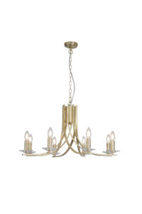 Ceiling Pendants - Searchlight Ascona 8Lt Pendant Satin Brass Metal & Glass (4168-8SB)