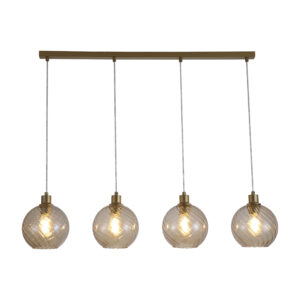 Ceiling Pendants - Searchlight Radiance 4Lt Bar Pendant Gold Metal and Champagne Glass (44520-4CP)