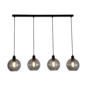 Ceiling Pendants - Searchlight Radiance 4Lt Bar Pendant Black Metal and Smoked Glass (44520-4SM)