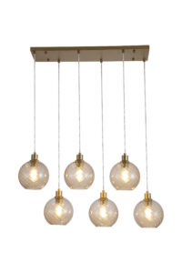 Ceiling Pendants - Searchlight Radiance 6Lt Bar Pendant Gold Metal and Champagne Glass (44520-6CP)