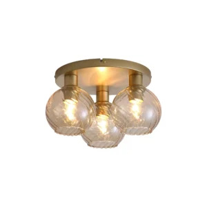 Ceiling Lighting - Searchlight Radiance 3Lt Flush Gold Metal and Champagne Glass (44521CP)