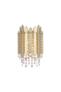 Wall Lighting - Searchlight Spear 2Lt Wall Light Gold Metal with Clear Crystal (44710-2GO)