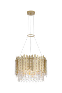 Ceiling Pendants - Searchlight Spear 8Lt Pendant Gold Metal with Clear Crystal (44710-8GO)