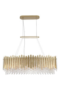 Ceiling Pendants - Searchlight Spear 8Lt Diner Bar Pendant Gold Metal with Clear Crystal (44711-8GO)
