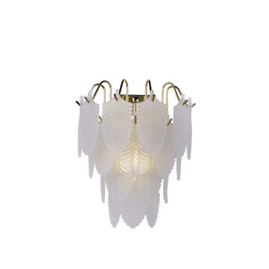 Wall Lighting - Searchlight Feather Wall Light Polished Brass with Frosted Feather Gla (48910-1SB)