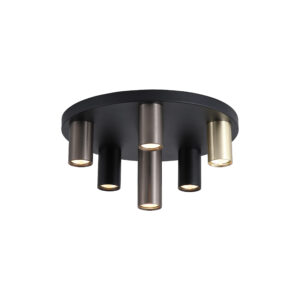Ceiling Lighting - Searchlight Tubes 6Lt Flush Black Metal Anodized Bronze Brass (50570-6BK)