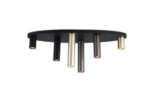 Ceiling Lighting - Searchlight Tubes 6Lt Flush Black Metal Anodized Bronze Brass (50571-6BK)