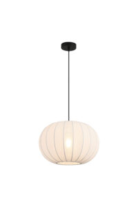 Ceiling Pendants - Searchlight Radiant 1Lt Pendant Black Metal with Soft Fabric Shade (52850BK)