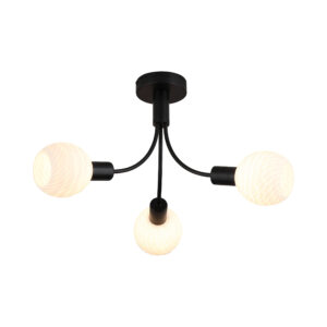 Ceiling Lighting - Searchlight Nova 3Lt Ceiling Lamp Black Metal with Frosted Glass Shade (54713-3BK)