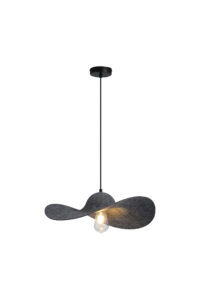 Ceiling Pendants - Searchlight Ripple 1Lt Pendant Black Metal Felt (55103BK)