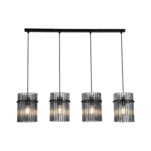 Ceiling Pendants - Searchlight Swizzle 4Lt Bar Pendant Matt Black Metal with Smoked Rods (55620-4SM)