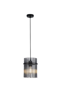Ceiling Pendants - Searchlight Swizzle 1Lt Pendant Matt Black Metal with Smoked Rods (55620SM)