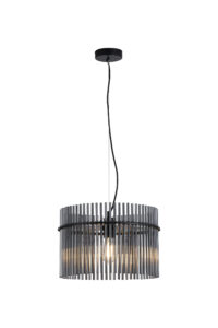 Ceiling Pendants - Searchlight Swizzle 1Lt Pendant Matt Black Metal with Smoked Rods Dia (55621SM)