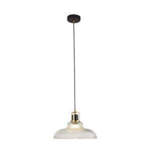 Ceiling Pendants - Searchlight Glossop Pendant Glass Black & Brass Metal (61189BK)