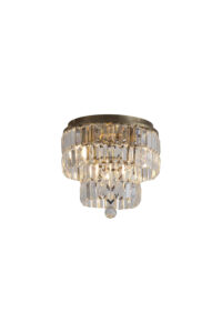 Ceiling Lighting - Searchlight Empire 4Lt Flush Antique Brass Metal & Clear Crystal (61321-4AB)
