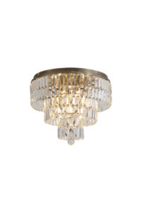 Ceiling Lighting - Searchlight Empire 6Lt Flush Antique Brass Metal & Clear Crystal (61321-6AB)