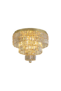 Ceiling Lighting - Searchlight Empire 6lt Flush Satin Brass and Champagne Glass IP44 (61321-6SB)