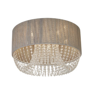 Ceiling Lighting - Searchlight Bellano 5LT Flush Chrome Metal Grey Fabric Clear Acrylic (62615-5CC)