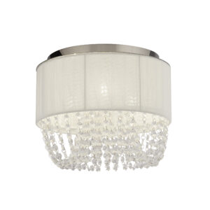 Ceiling Lighting - Searchlight Bellano 3Lt Flush Chrome Metal White Fabric Clear Acrylic (62617-3CC)