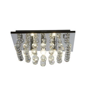 Ceiling Lighting - Searchlight Hanna 4Lt Flush Ceiling Light Chrome & Clear Crystal (6404-4CC)