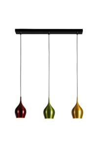 Ceiling Pendants - Searchlight Vibrant 3Lt Bar Pendant Metallic Multi Coloured Metal (6463-3)