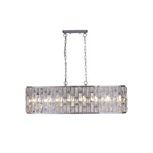 Ceiling Pendants - Searchlight Bijou 8Lt Oval Diner Pendant Chrome Metal & Clear Crystal (65818-8CC)
