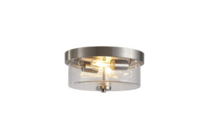 Ceiling Lighting - Searchlight Preston 2Lt Flush Satin Silver with Seeded Glass (66210-2SS)