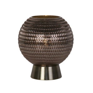 Table Lamps - Searchlight Mila Table Lamp Antique Brass Metal & Brown Glass (67008AB)