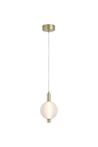 Ceiling Pendants - Searchlight Luminique LED Pendant Satin Brass Metal with Glass (69410SB)
