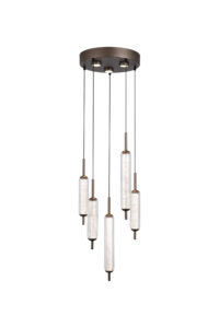 Ceiling Pendants - Searchlight Cattail 5Lt LED Pendant lamp Latte metal with clear glass (76210-5CL)