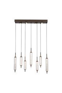Ceiling Pendants - Searchlight Cattail 7Lt LED Pendant lamp Latte metal with clear glass (76210-7CL)
