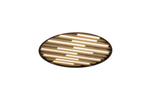 Ceiling Lighting - Searchlight Equalise LED Flush Matt Black and Wood (80980-49BK)