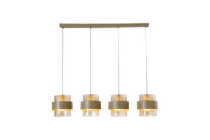 Ceiling Pendants - Searchlight Royal 4Lt Bar Pendant Sand Metal Amber Ribbed Glass (82434-4SA)