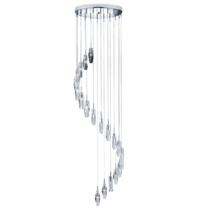Ceiling Pendants - Searchlight Sculptured Ice 20Lt Multi Drop Pendant Chrome Clear Crystal (888-20)