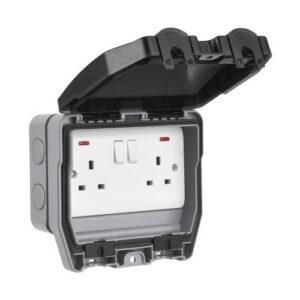 DTS - Elex Weatherguard IP66 Outdoor Double Socket w/ Neons (ELEX/WP2GSS)