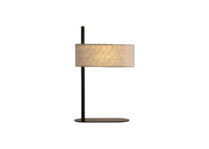 Table Lamps - Searchlight Hessian 1Lt Table Lamp Black Metal with Linen Shade (30501BK)