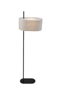 Floor Lamps - Searchlight Hessian 1Lt Floor Lamp Black Metal with Linen Shade (30502BK)