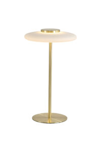 Table Lamps - Searchlight Record LED Table Lamp Gold Metal with White Glass (33120PB)