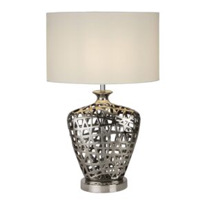 Table Lamps - Searchlight Network Table Lamp Chrome Ceramic& Black Fabric Oval Shade (4852CC)