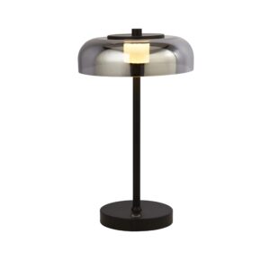 Table Lamps - Searchlight Frisbee Table Lamp Black Metal & Smoked Glass (59801-1SM)