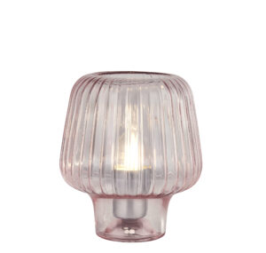 Table Lamps - Searchlight Aria Table Lamp Pink Ripple Glass (60753PI)