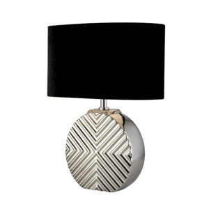 Table Lamps - Searchlight Regen Table Lamp Chrome Ceramic with Black Fabric Shade (60804CC)