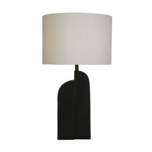 Table Lamps - Searchlight Perth 1Lt Table Lamp Matt Black Resin & White Linen Shade (61650BK)