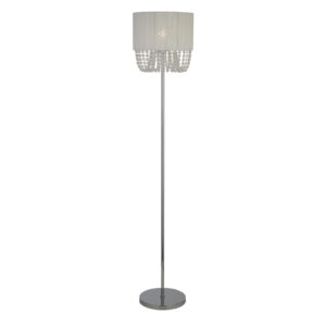 Floor Lamps - Searchlight Bellano Floor Lamp Chrome Metal White Fabric Clear Acry (62618CC)
