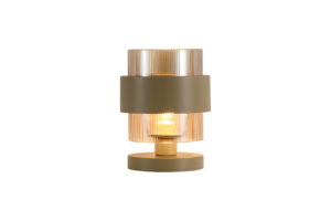 Table Lamps - Searchlight Royal 1Lt Table Lamp Sand Metal Amber Ribbed Glass (82437-1SA)