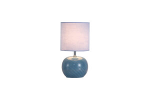 Table Lamps - Searchlight Fete 1Lt Table Lamp Blue Glass with Linen Shade (85474AZ)