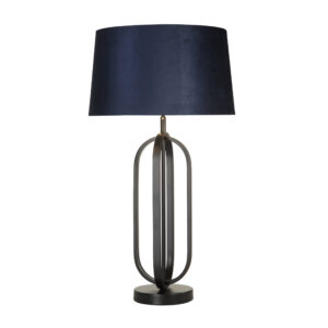 Table Lamps - Searchlight Chic Table Lamp Black Metal with Navy shade (91101AZ)