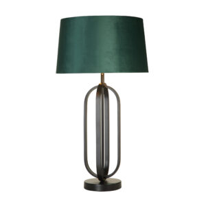 Table Lamps - Searchlight Chic Table Lamp Black Metal with Emerald Shade (91101EM)