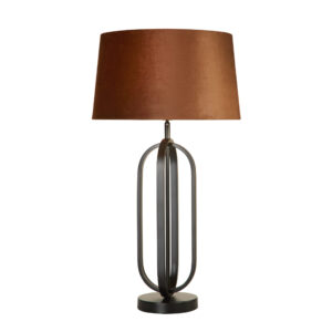 Table Lamps - Searchlight Chic Table Lamp Black Metal with Burnt Orange Shade (91101OR)