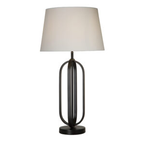 Table Lamps - Searchlight Chic Table Lamp Black Metal with White Shade (91101WH)
